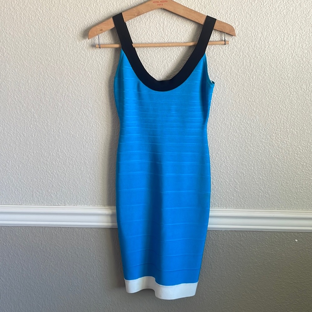 Size S Herve Leger Atlantis Blue Tasha Bandage Dress